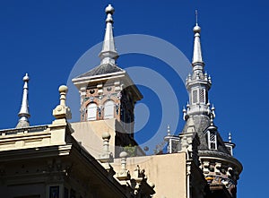 Spires and roofs in the old city of Madrid. Spain.