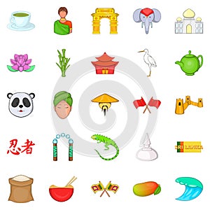 Spirit of China icons set, cartoon style