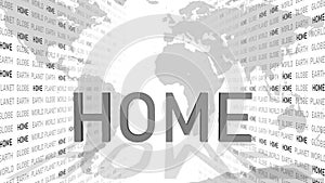 Spirit of home - shown in a composition of various graphic elements - grey letters