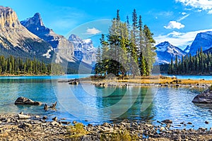 Spirit Island in Maligne Lake, Alberta, Canada