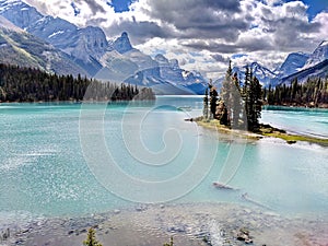 Spirit Island on Maligne Lake in Jasper National Park