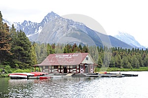 Spirit Island on Maligne Lake in Jasper National Park