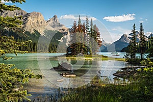 Spirit Island on Maligne Lake, Jasper National Park, Alberta, Canada