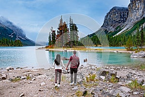 Spirit Island in Maligne Lake, Jasper National Park, Alberta, Canada