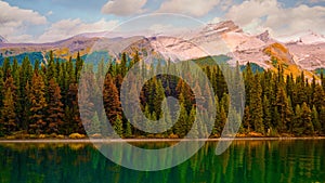 Spirit Island in Maligne Lake, Jasper National Park, Alberta, Canada. Canadian Rockies