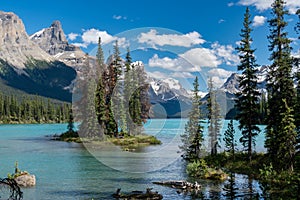 Spirit Island at Maligne Lake, in Jasper National Park Canada