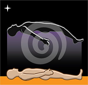 Spirit Leaves the Body Reincarnation Afterlife Vector Illustration Astral Body