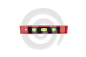 Spirit level with 3 vials on isolated white