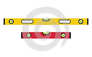 Spirit levels building isolated on white background. Bubble level tool in a flat style. Ruler. Building and engineering