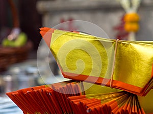 Spirit money stacks, veneration of the dead, Thailand