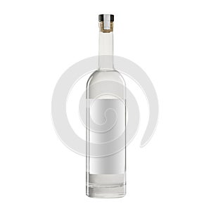 spirit white transparent bottle with blank label isolated on white background