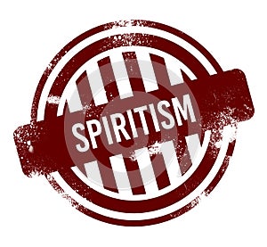 Spiritism - red round grunge button, stamp photo