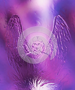 Spiritual Angel and metal effect. Painting and graphic effect.