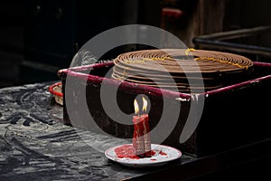 spiritual atmosphere in a chinese pagoda in new year