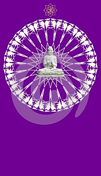 Spiritual background with buddha statue and mandala