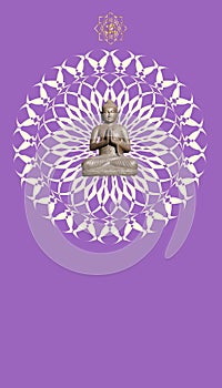 Spiritual background with buddha statue and mandala