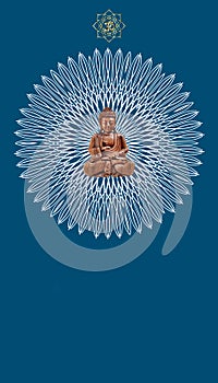 Spiritual background with buddha statue and mandala