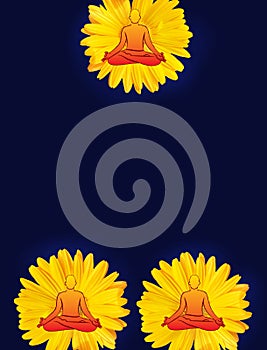 Spiritual background for meditation with yin yang and ankh symbol in color background
