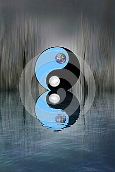 Spiritual background for meditation with yin yang symbol