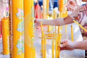 Spiritual candle in temple for meditation