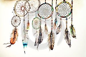 Spiritual charm, Dream catcher on a serene white background