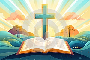 Spiritual Cross and Bible Illustration