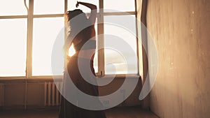 Spiritual dance passionate woman sun lights window