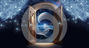 Spiritual door portal to all beautiful and deep space universe