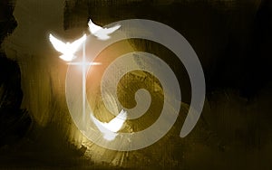 Spiritual Doves and Salvation Cross photo