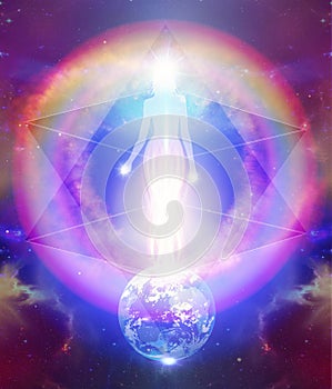 Spiritual energy, healing Earth, merkaba, DNA, cosmic power, divine connection, conscience awakening, meditation, expansion