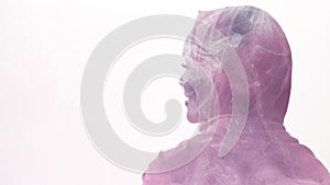 spiritual energy inner harmony woman pink mist