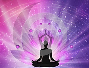 Spiritual energy power, lotus, yin yang symbol, balance , universe