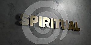 Spiritual - Gold sign mounted on glossy marble wall - 3D rendered royalty free stock illustration