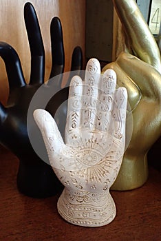 Spiritual hand reading, with third eye, and directions of peace, health, happiness.