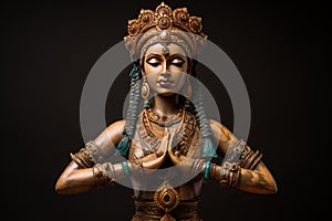 Spiritual Hinduistic female statue. Generate Ai