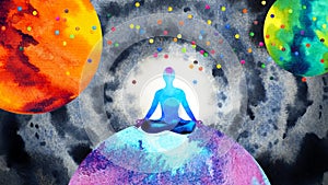 Spiritual human meditate mental mind soul health connect universe chakra healing peace yoga breath holistic imagine inspiring