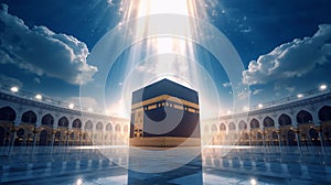 Spiritual Kaaba Sharif with Celestial Light â 8K Islamic Illustration.