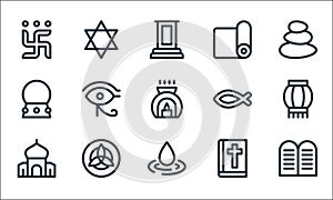 Spiritual line icons. linear set. quality vector line set such as , raindrop, mosque, bible, holy trinity, crystal ball,