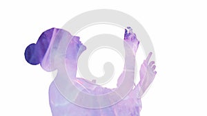 Spiritual recreation purple smoke woman silhouette