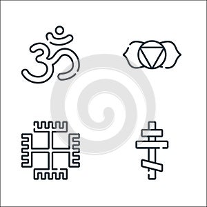 Spiritual symbols line icons. linear set. quality vector line set such as orthodox cross, paganism, ajna photo