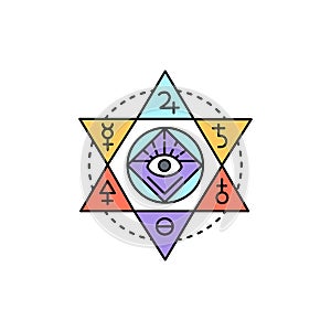 Spiritualism line icon. Isolated vector element.