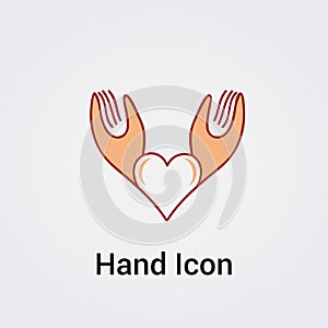 Spirituality Icon Meditation Hands Prayer Love Heart Angels Health Care Light Logo Symbol Vector Element