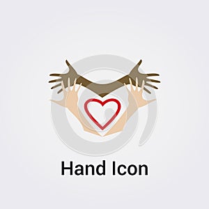 Spirituality Icon Meditation Hands Solidarity Heart Love Care Light Logo Symbol Vector Illustration Element