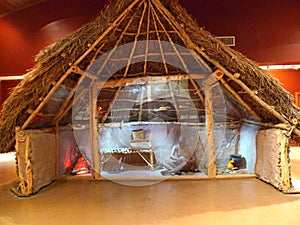 Spiro Mounds Archaeological Center indoor replica of hut