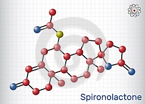 Spironolactone molecule. It is aldosterone receptor antagonist used for the treatment of hypertension, hyperaldosteronism, edema.