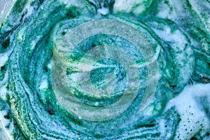 Spirulina algae bowl smoothie with yogurt blend