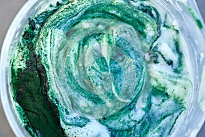 Spirulina algae bowl smoothie with yogurt blend