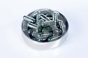 Spirulina capsules food suplement