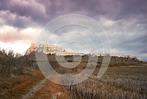 Spis castle in eastern Slovakia with dramatic sky