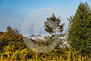 Spis Castle in front of majestic High Tatras mountain.